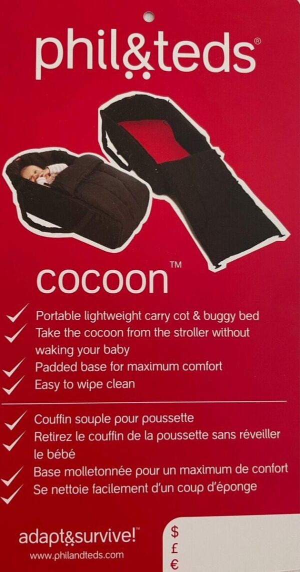 Phil and Teds Carry Cot & Buggy Bed Cocoon Black