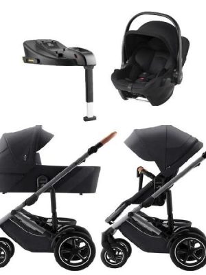 Britax, Barnevogn, Smile 5Z inkl. Liggedel, Bilstol og Base – Fossil Grey - Classic