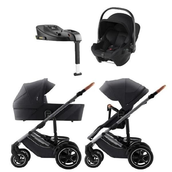 Britax, Barnevogn, Smile 5Z inkl. Liggedel, Bilstol og Base – Fossil Grey - Classic