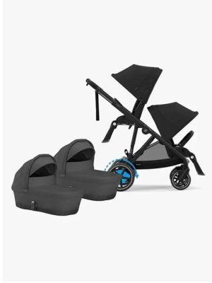 cybex e gazelle s tvillingvogn, moon black/black