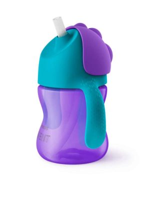philips avent sugerørkopp med håndtak 200 ml lilla/turkis