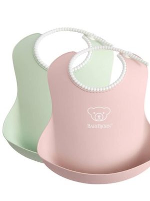 babybjørn smekke 2 pack, rosa/lysegrønn