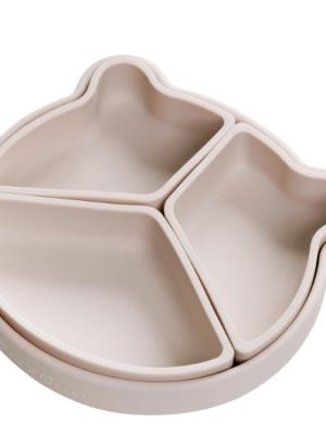 nordbaby silikonseksjonsskål, beige