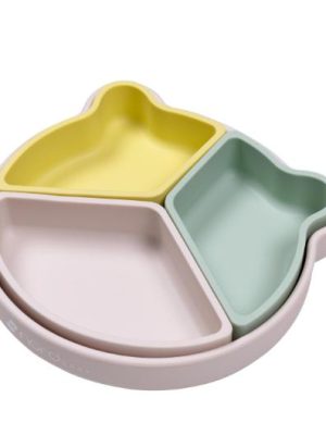 nordbaby silikonseksjonsskål, gul/mint