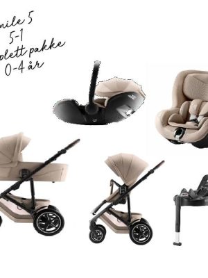 britax smile 5z 5 i 1 travel system – komplett løsning fra nyfødt til ca. 4 år, style – teak