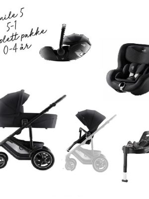 britax smile 5z 5 i 1 travel system – komplett løsning fra nyfødt til ca. 4 år, style – carbon black