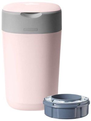 tommee tippee bleiebøtte sangenic twist & click, rosa
