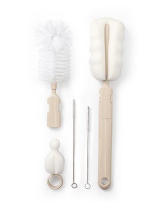babyono flaske og smokkbørstesett med avtakbart håndtak og minisvamp, beige