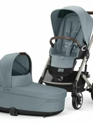 cybex, barnevogn, talos s lux duo – stormy blue
