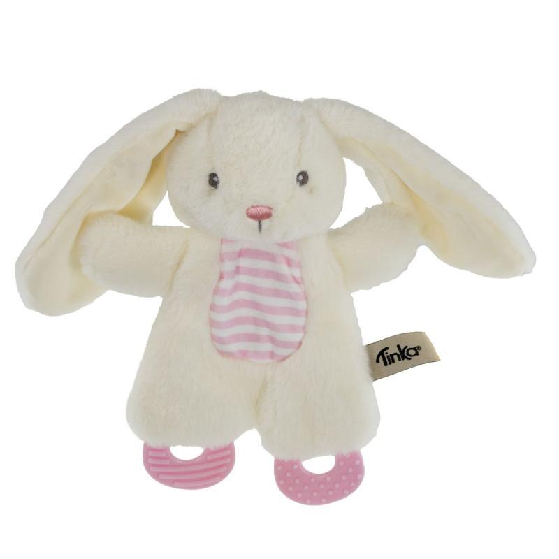 Koseklut Kanin Hvit/Rosa Med Bitering 23 cm, Tinka